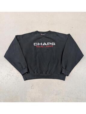 Vintage Chaps Ralph Lauren Black Boxy Logo Sweater